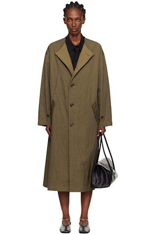 オルグ　orgue No collar pearl coat コート Khaki O-Collarless Coat by Y's on Sale