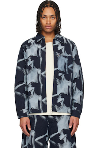 Navy Theaster Gates Edition 'The Jet Zip' Denim Jacket by Wales