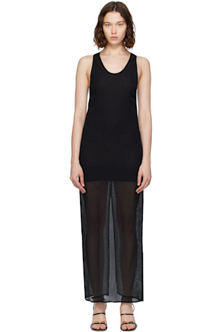 Totme Crinkled Scoop Neck Midi Dress - Black