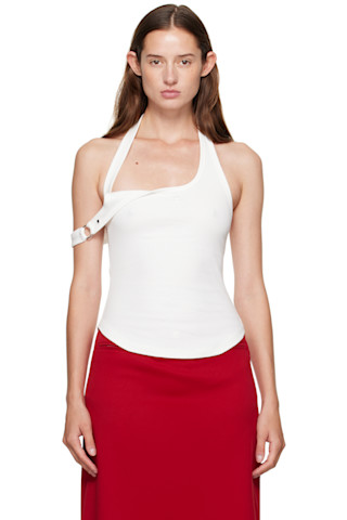 Courrègesのホワイト Asymmetric Buckle トップスがセール中