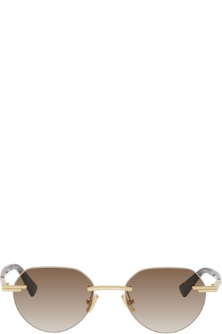ゴールド リムレスメガネ　bottega Bottega Veneta: Gold Glaze Rimless Sunglasses | SSENSE