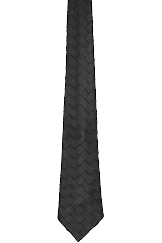 Bottega Veneta: ブラウン Intrecciato Leather ネクタイ | SSENSE 日本