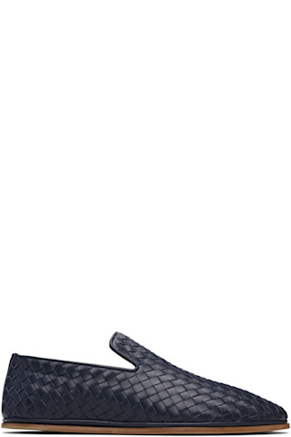 Bottega Veneta: ネイビー Sunday フラットシューズ | SSENSE 日本