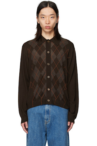 OUR LEGACY: ブラウン Evening ニットポロシャツ | SSENSE 日本