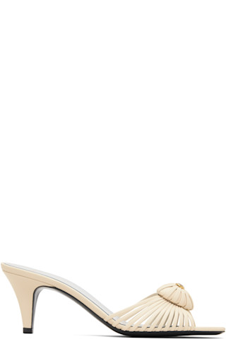 Valentino Garavani: Off-White Leather Woven Heart Heeled Sandals