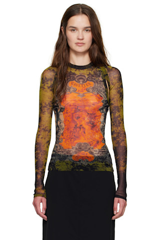 Beige 'The Médaillon' Sleeves Top by Jean Paul Gaultier on Sale