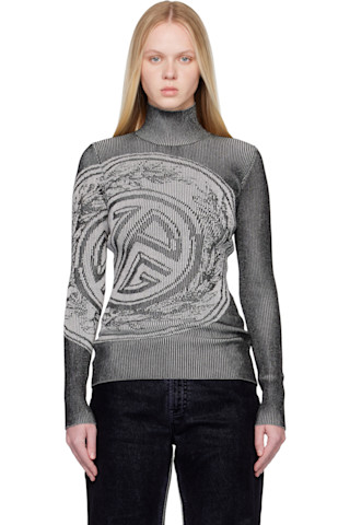 JPG Jean Paul Gaultier タートルネック 長袖 Gray 'The Laurel Stamp' Turtleneck by Jean Paul Gaultier on Sale
