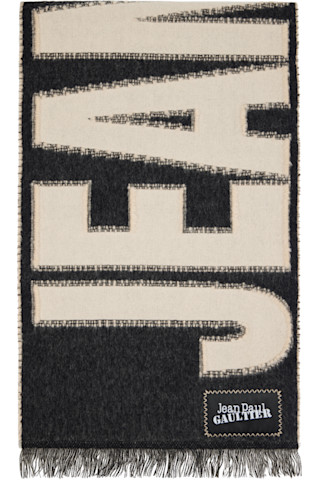 Jean Paul Gaultier: Black & Beige Logo Scarf | SSENSE