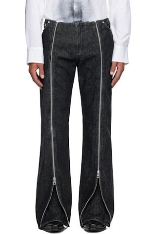 Black Zipped Jeans by Jean Paul Gaultier on Sale