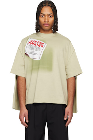 Jean Paul Gaultierのグリーン 'The Gaultier Label' ダブル Tシャツが