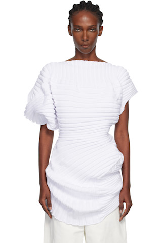 White Knit 'As It Is' Top by ISSEY MIYAKE on Sale