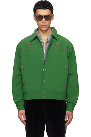 Green Piping Cowboy Jacket by NEEDLES on Sale