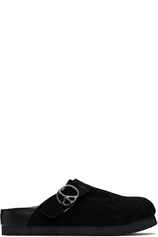 NEEDLES: Black Suede Clog Slip-on Loafers | SSENSE