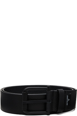 Stone Island: ブラック 9300002 Tumbled Leather ベルト