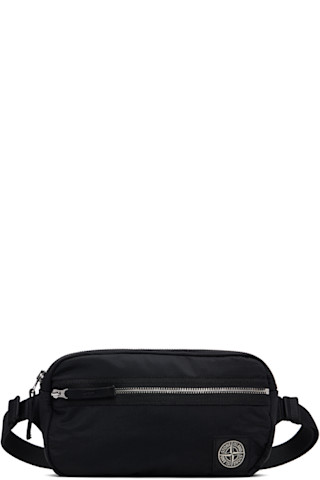 Stone 9200016 ナイロンメタル ベルトバッグ Stone Island: ブラック 9200016 Coated Nylon Metal ECONYL