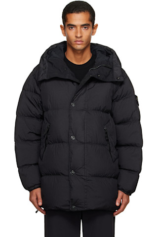 Stone Island: ブラック 4100012 Crinkle Reps NY ダウンジャケット