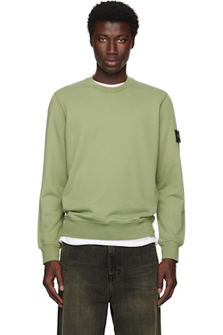 STONE | (6100044 Organic Cotton Fleece Sweatshirt Stone Island: Green 6100044 Organic Cotton Fleece Sweatshirt