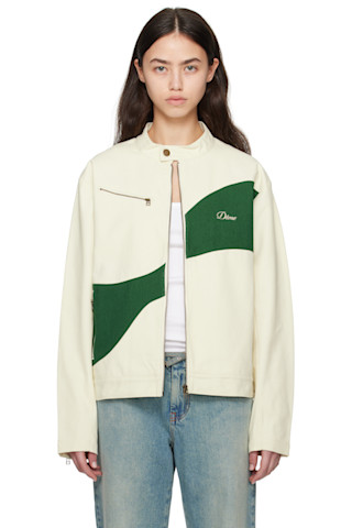 Dime - Off-White & Green Moto Jacket
