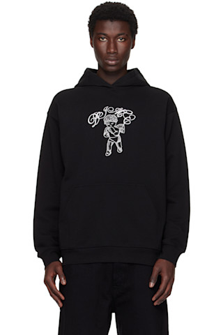 【人気!】Dime ブラック 900 フーディ Dime: ブラック Embroidered Fighter フーディ | SSENSE 日本