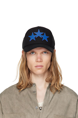 AMIRI: Black 3 Star Trucker Cap | SSENSE Canada