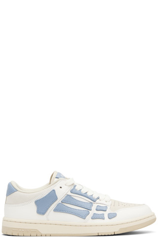 AMIRI: White & Blue Skel Top Low Sneakers | SSENSE