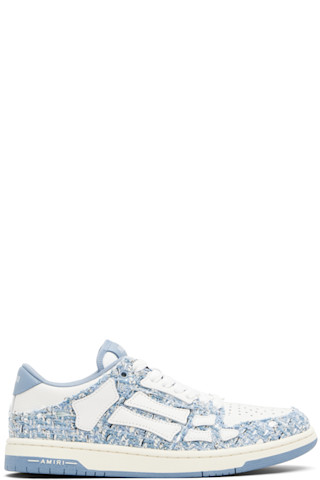 AMIRI: Blue Bouclé Skel Top Low Sneakers | SSENSE