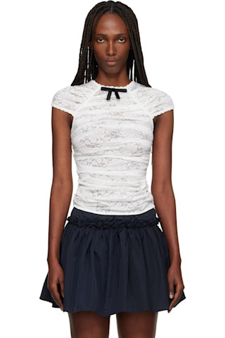 Shushu/Tongのホワイト レース ギャザー トップスがセール中