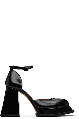 Black Round Toe Strap High Heels by SHUSHU/TONG on Sale