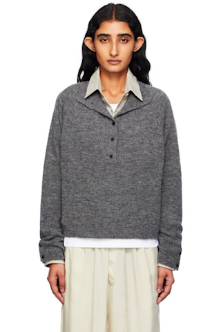 Gray Baby Alpaca Sweater by Cordera on Sale