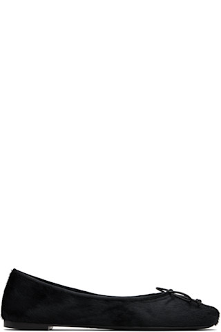 【関税込み】KHAITE ブラック Calfhair バレエシューズ KHAITE: ブラック Calfhair バレエシューズ | SSENSE 日本