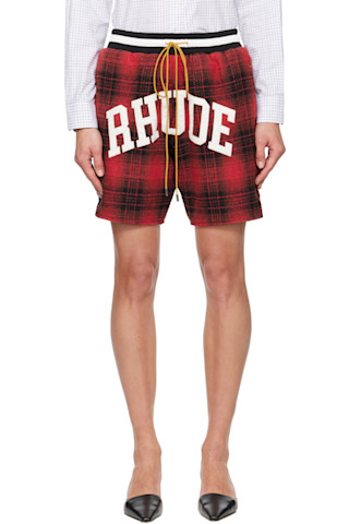 Rhudeのレッド＆ブラック 'Rhude' Collegiate Court Logo フランネル