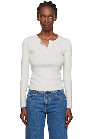 FLORE FLORE: Gray Jess Longsleeve T-shirt | SSENSE Canada