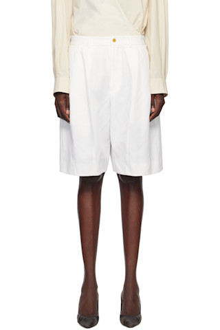 Black Comme des Garçonsのホワイト ポリエステル ツイル ショート
