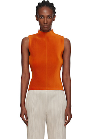 プリ−ツプリ−ズ トップス PLEATS PLEASE ISSEY MIYAKE: Orange Mist July Tank Top | SSENSE