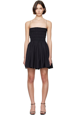 【関税込み】Matteau ブラック Shirred Bodice ミニワンピース Matteau: ブラック Shirred Bodice ミニワンピース | SSENSE 日本