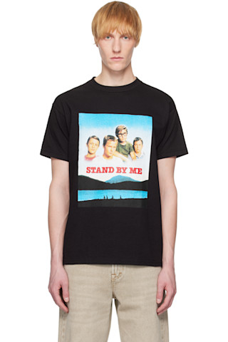 WACKO MARIA: ブラック 'Stand By Me' クルーネックTシャツ