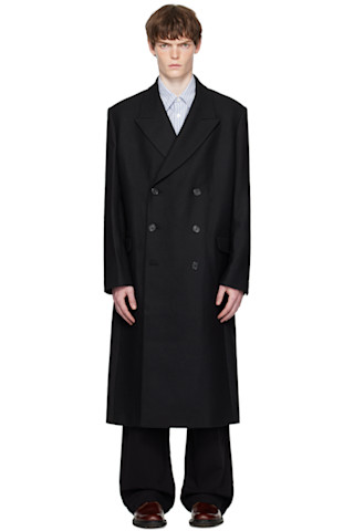 HOPEのブラック リラックス ダブルブレスト コートがセール中