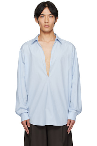 stein｜OVER SLEEVE SS SHIRT Oversized SS Shirt — Blue – La Garçonne