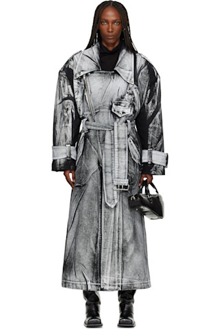【VAQUERA】トレンチコート VAQUERAのブラック＆ホワイト Painted Workwear トレンチコートがセール中