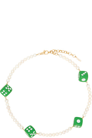 【関税込み】VEERT 'The Pearl Green 4 Dice' ネックレス VEERT: 'The Pearl Green 4 Dice' Necklace | SSENSE