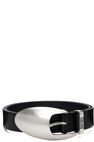 Diesel Black Belt with Shiny Silver Sculpted Buckle Men main image 4