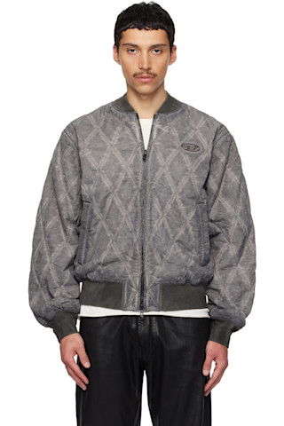 希少◆DIESEL ボンバー ジャケット ブルゾン 裏地キルティング S Diesel: グレー J-Type-Treat ボンバージャケット | SSENSE 日本