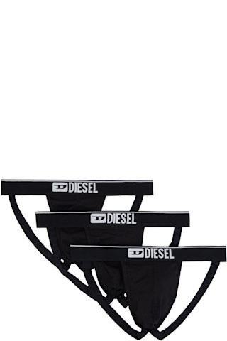 Diesel: ブラック Umbr-Jockythreepack ジョックストラップ 3枚セット