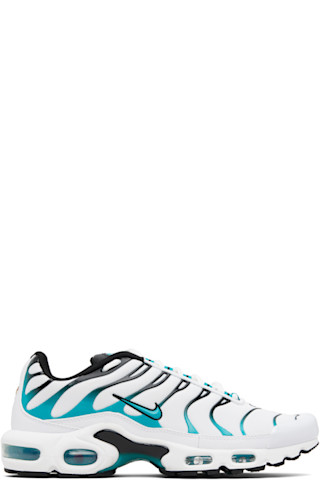 white and aqua air max plus