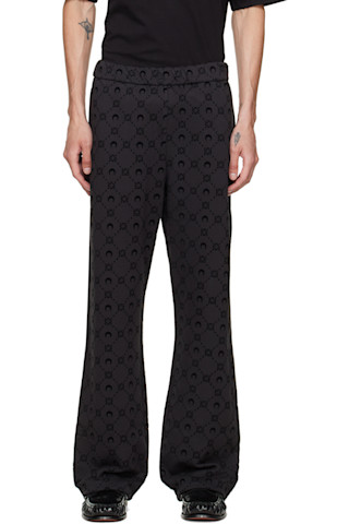Marine Serre: Black Moonogram Flocked Fleece Sweatpants | SSENSE