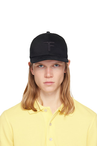 TOM FORD: ブラック ブラッシュド コットン キャップ | SSENSE 日本