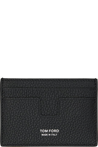 希少TOM FORD ヒョウ柄 マネークリップ スウェード生地 即日発送 TOM FORD: ブラック Soft Grain 'T Line' マネークリップ カードケース