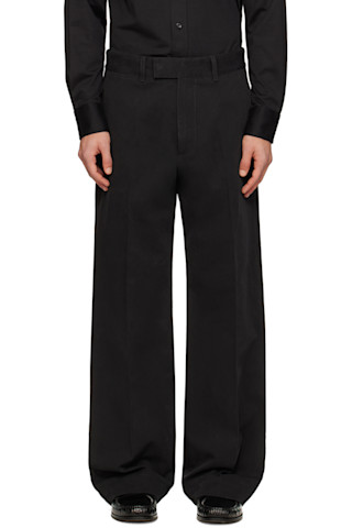 TOM FORD: Black Cotton Drill Wide Leg Trousers | SSENSE