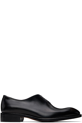 Black Burnished Leather Oxfords by TOM FORD on Sale Black Burnished Leather Oxfords by TOM FORD on Sale