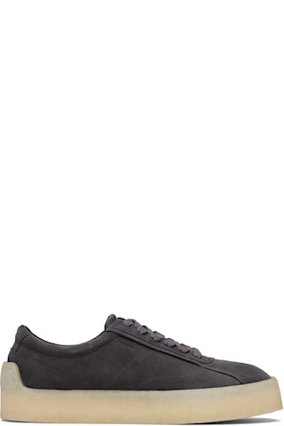 Gray Rubber Outsole Suede Sneakers by Hugo on Sale